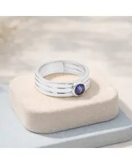 Blue Sapphire Band Ring - 925 Sterling Silver Handmade Jewelry