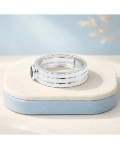 Blue Sapphire Band Ring - 925 Sterling Silver Handmade Jewelry