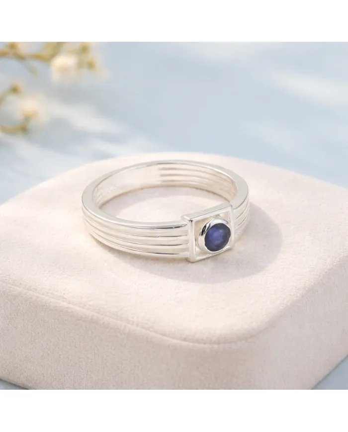 Blue Sapphire Ring - 925 Sterling Silver Handmade Gift for Him