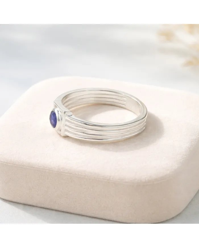 Blue Sapphire Ring - 925 Sterling Silver Handmade Gift for Him