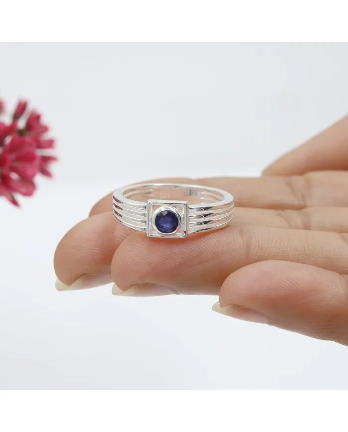 Blue Sapphire Ring - 925 Sterling Silver Handmade Gift for Him