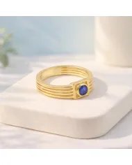 Blue Sapphire Ring - 925 Sterling Silver with Gold Plated Handmade Gift