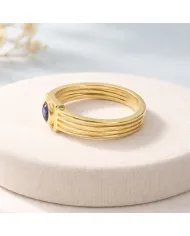 Blue Sapphire Ring - 925 Sterling Silver with Gold Plated Handmade Gift