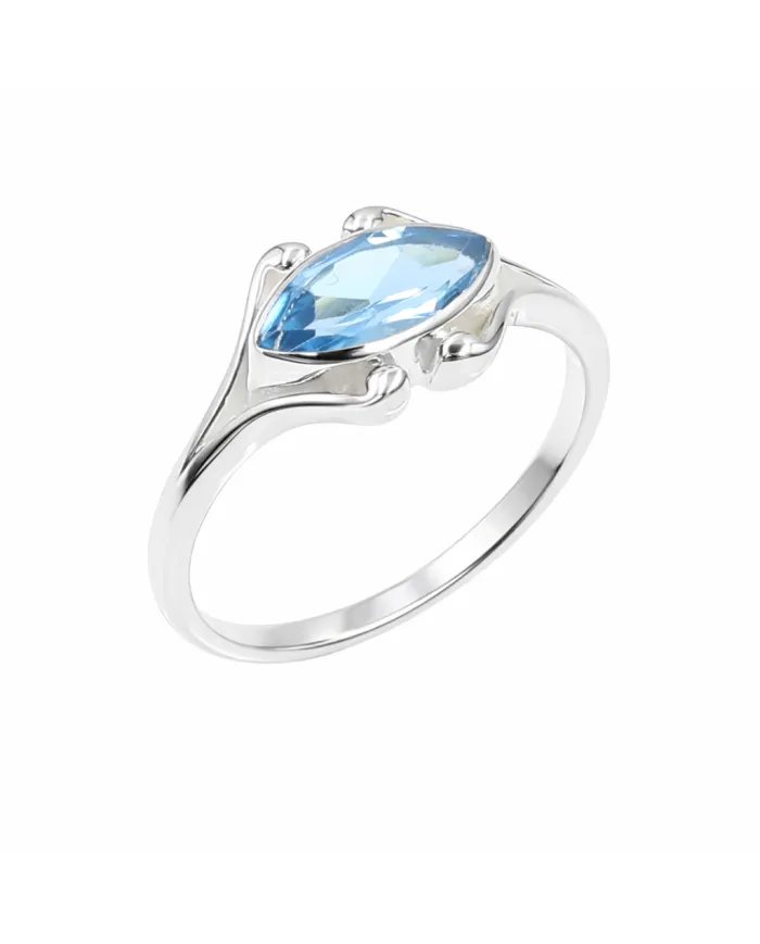 Swiss Blue Topaz Marquise Ring - 925 Sterling Silver Women's Jewelry