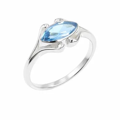 Swiss Blue Topaz Marquise Ring - 925 Sterling Silver Women's Jewelry