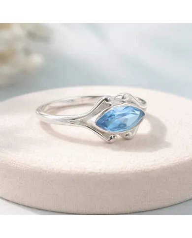 Swiss Blue Topaz Marquise Ring - 925 Sterling Silver Women's Jewelry