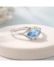 Swiss Blue Topaz Marquise Ring - 925 Sterling Silver Women's Jewelry