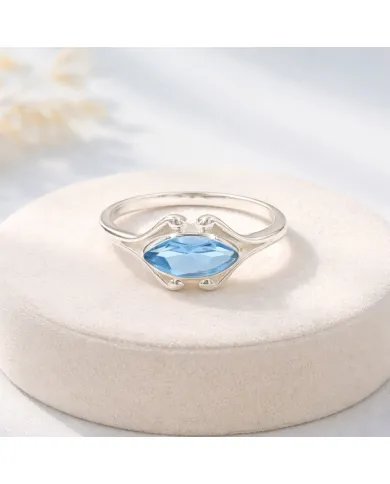 Swiss Blue Topaz Marquise Ring - 925 Sterling Silver Women's Jewelry