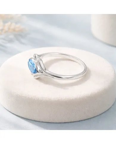 Swiss Blue Topaz Marquise Ring - 925 Sterling Silver Women's Jewelry