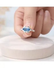 Swiss Blue Topaz Marquise Ring - 925 Sterling Silver Women's Jewelry