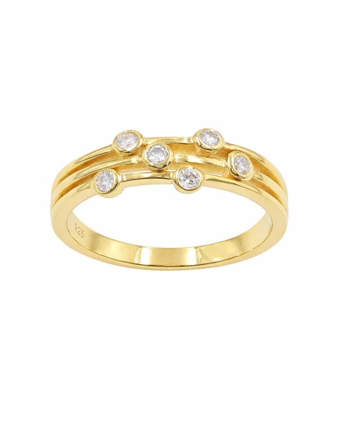 Moissanite Diamond Ring – Gold Plated in 925 Sterling Silver Unique Band