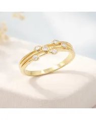 Moissanite Diamond Ring – Gold Plated in 925 Sterling Silver Unique Band