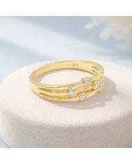 Moissanite Diamond Ring – Gold Plated in 925 Sterling Silver Unique Band