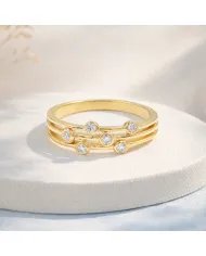 Moissanite Diamond Ring – Gold Plated in 925 Sterling Silver Unique Band