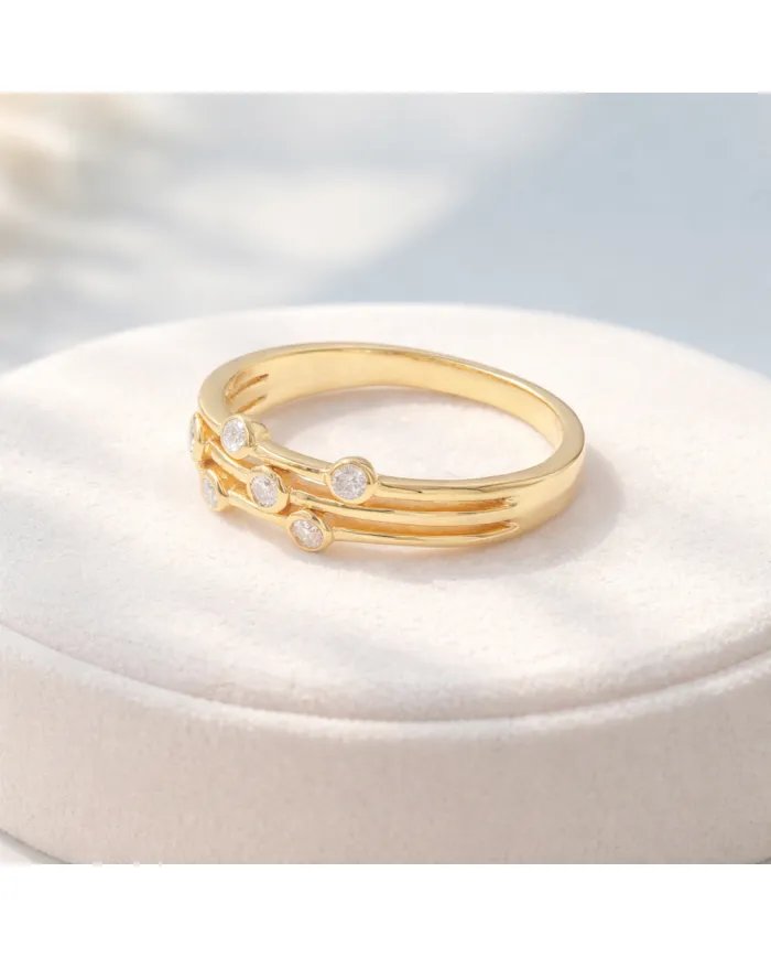 Moissanite Diamond Ring – Gold Plated in 925 Sterling Silver Unique Band