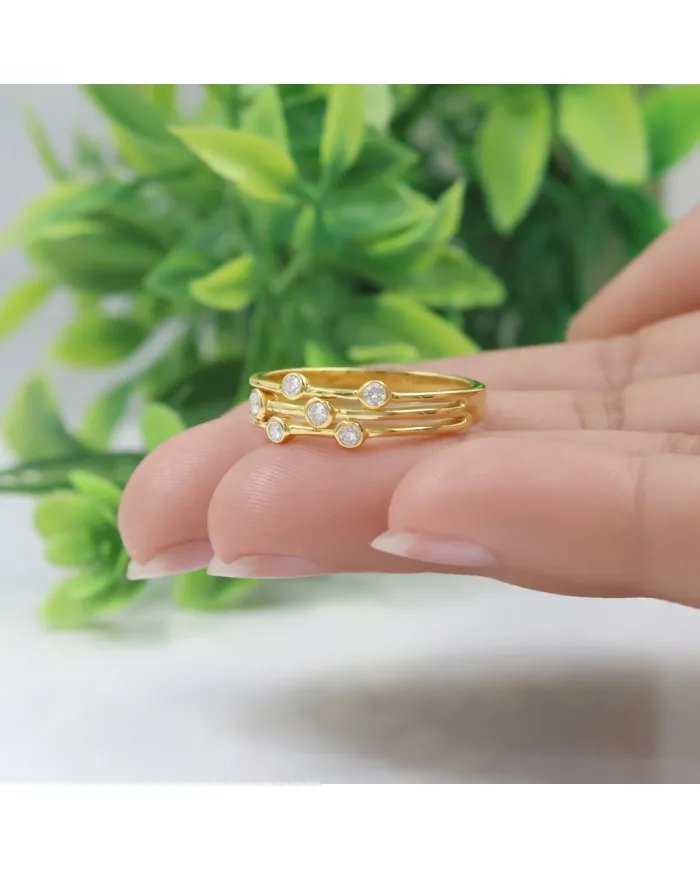 Moissanite Diamond Ring – Gold Plated in 925 Sterling Silver Unique Band