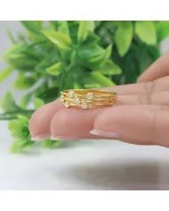 Moissanite Diamond Ring – Gold Plated in 925 Sterling Silver Unique Band