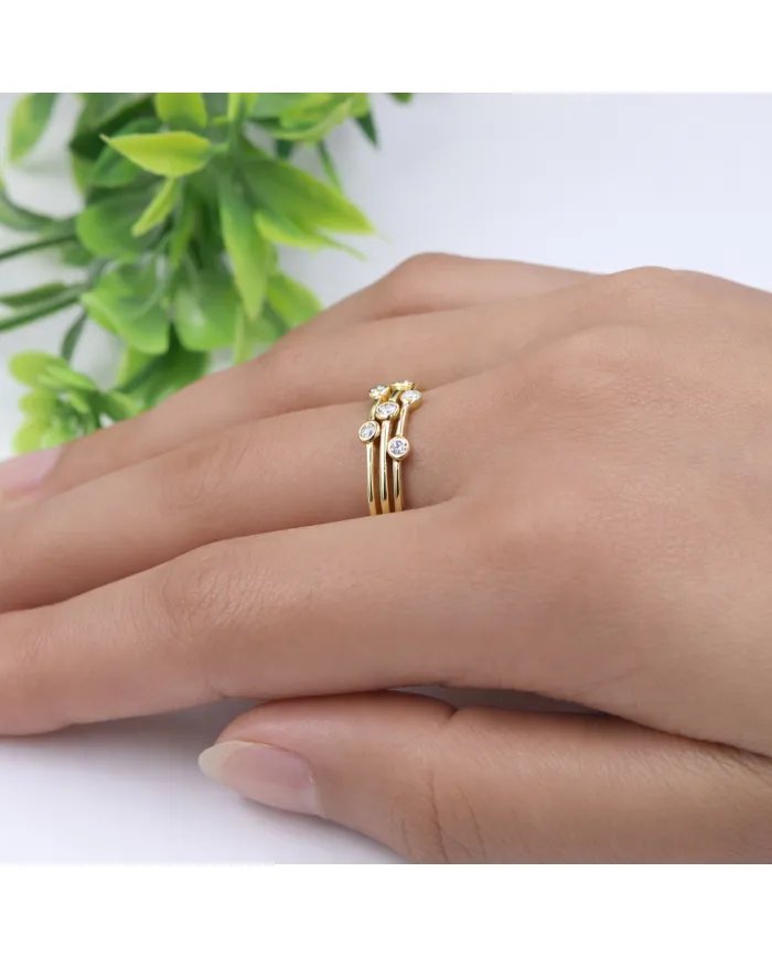 Moissanite Diamond Ring – Gold Plated in 925 Sterling Silver Unique Band