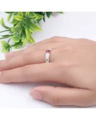 Round Ruby Solitaire Ring – Handcrafted 925 Sterling Silver Band