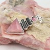 Natural Pink Opal Pendant, Silver Necklaces, Watermelon Tourmaline Pendant, Unique Design Pendant, Vintage Pendant, Gift for Her