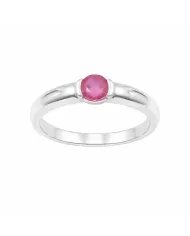 Round Ruby Solitaire Ring – Handcrafted 925 Sterling Silver Band