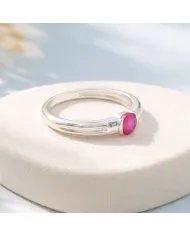 Round Ruby Solitaire Ring – Handcrafted 925 Sterling Silver Band