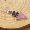 Natural Pink Opal Pendant, Silver Necklaces, Watermelon Tourmaline Pendant, Unique Design Pendant, Vintage Pendant, Gift for Her