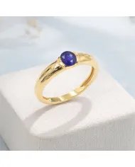 Blue Sapphire Solitaire Ring – Gold Plated  in 925 Sterling Silver Band