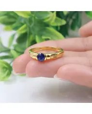 Blue Sapphire Solitaire Ring – Gold Plated  in 925 Sterling Silver Band