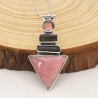 Natural Pink Opal Pendant, Silver Necklaces, Watermelon Tourmaline Pendant, Unique Design Pendant, Vintage Pendant, Gift for Her