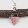 Natural Pink Opal Pendant, Silver Necklaces, Watermelon Tourmaline Pendant, Unique Design Pendant, Vintage Pendant, Gift for Her