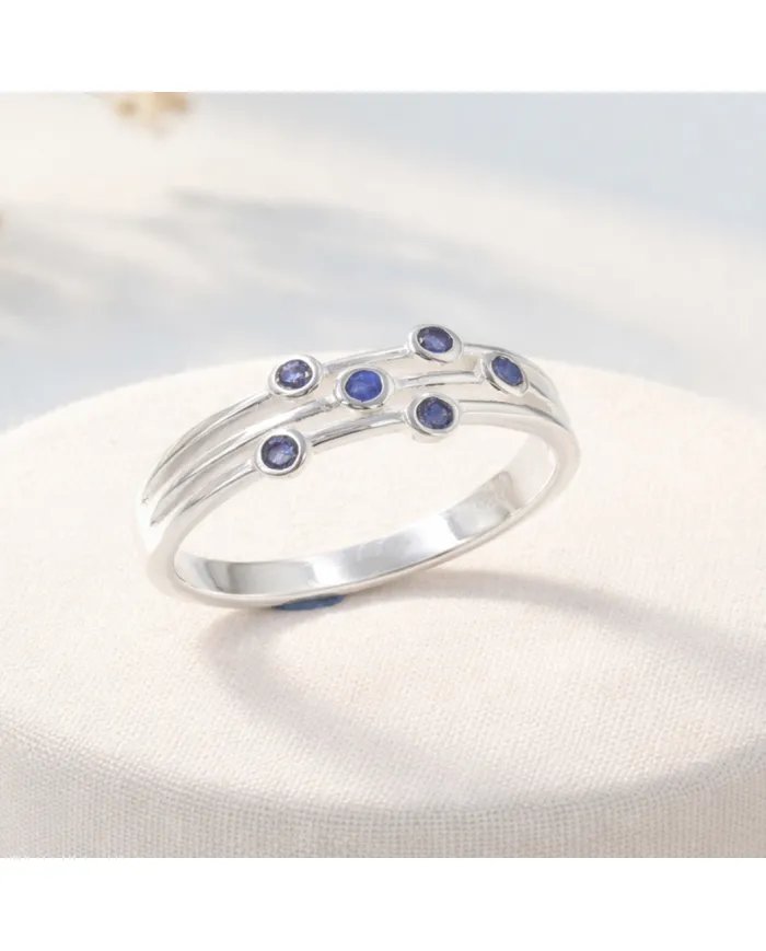 Blue Sapphire Ring – 925 Sterling Silver Handmade Gemstone Band