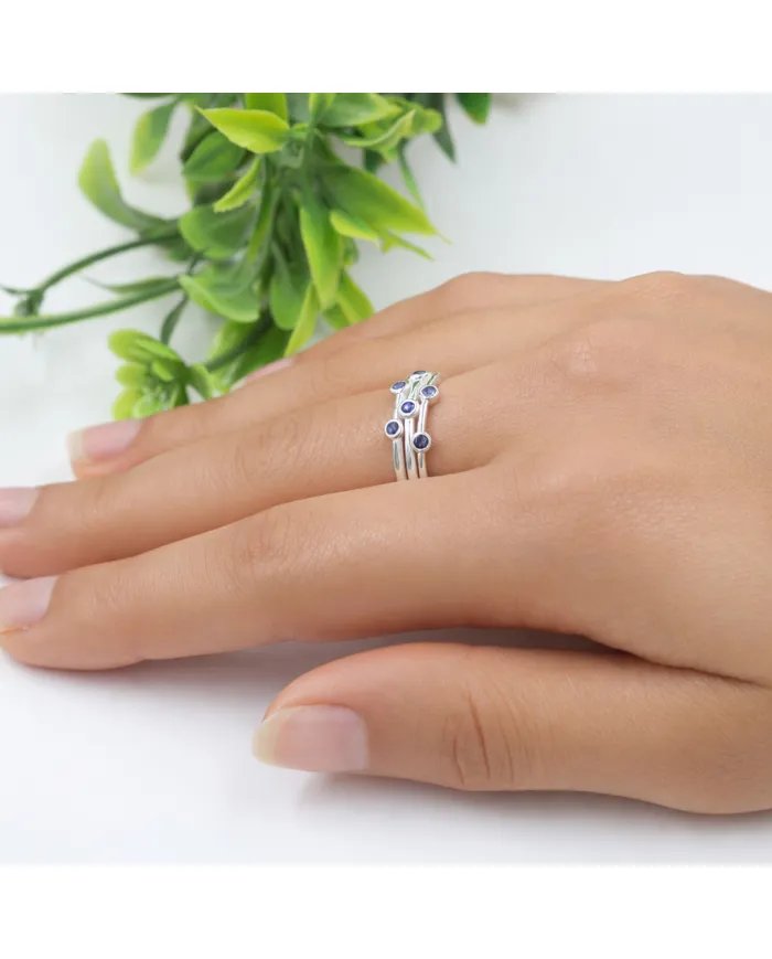 Blue Sapphire Ring – 925 Sterling Silver Handmade Gemstone Band