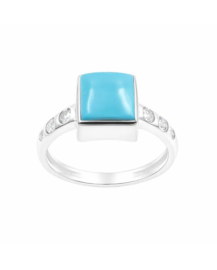 Arizona Turquoise Ring with Moissanite | 925 Silver Handmade Jewelry