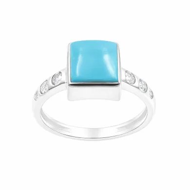 Arizona Turquoise Ring with Moissanite | 925 Silver Handmade Jewelry