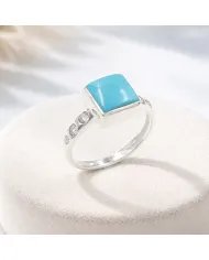 Arizona Turquoise Ring with Moissanite | 925 Silver Handmade Jewelry