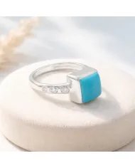 Arizona Turquoise Ring with Moissanite | 925 Silver Handmade Jewelry
