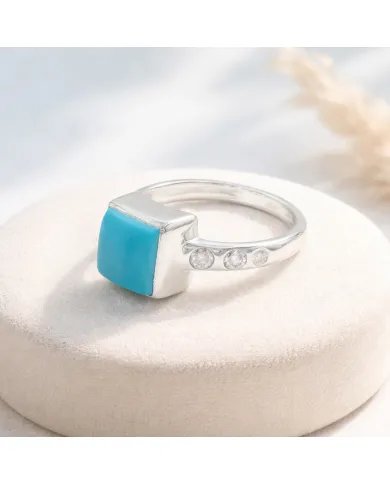 Arizona Turquoise Ring with Moissanite | 925 Silver Handmade Jewelry