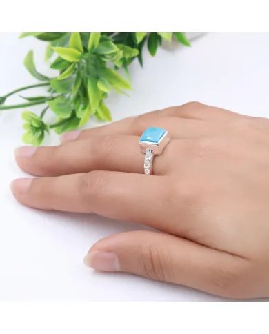 Arizona Turquoise Ring with Moissanite | 925 Silver Handmade Jewelry