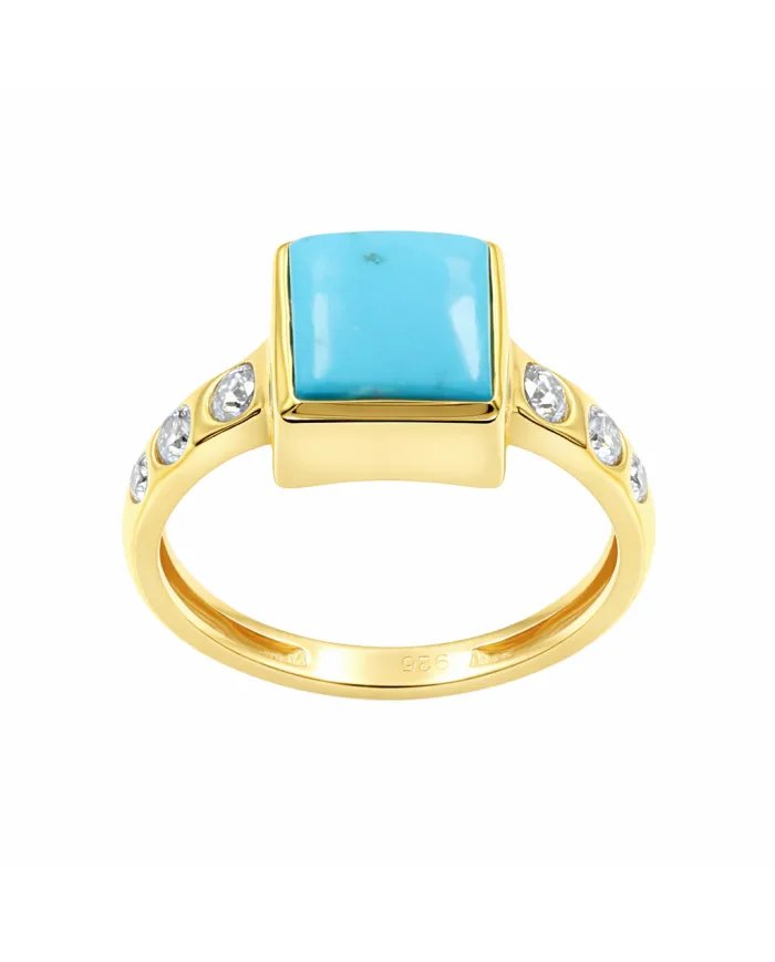 Arizona Turquoise Ring with Moissanite | Gold-Plated 925 Sterling Silver
