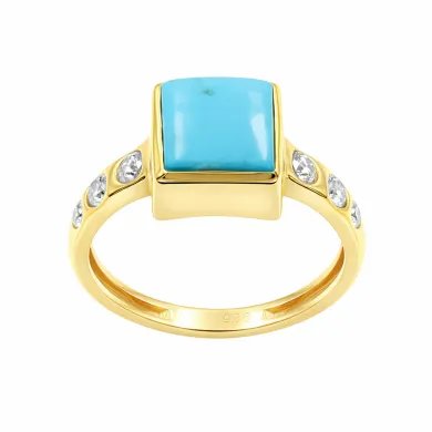 Arizona Turquoise Ring with Moissanite | Gold-Plated 925 Sterling Silver