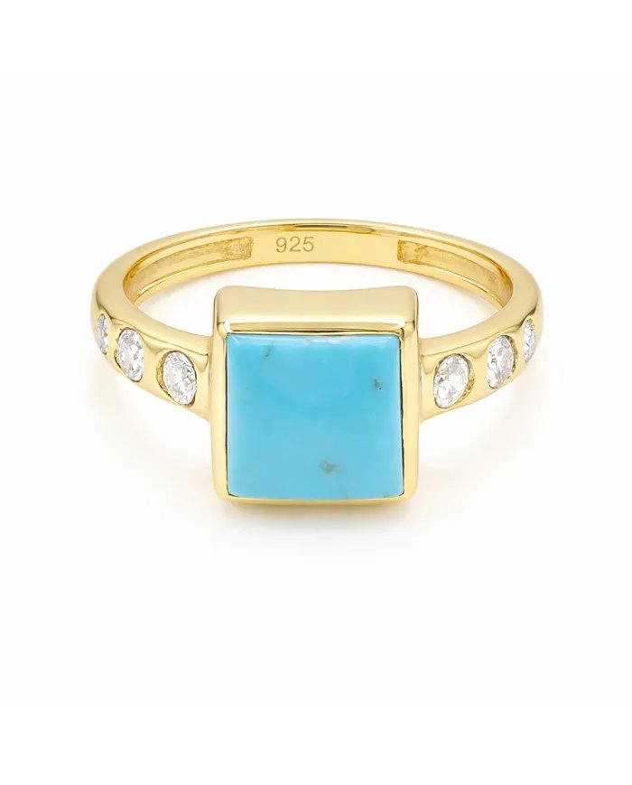 Arizona Turquoise Ring with Moissanite | Gold-Plated 925 Sterling Silver