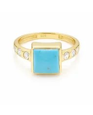 Arizona Turquoise Ring with Moissanite | Gold-Plated 925 Sterling Silver