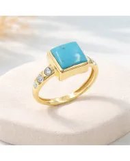 Arizona Turquoise Ring with Moissanite | Gold-Plated 925 Sterling Silver