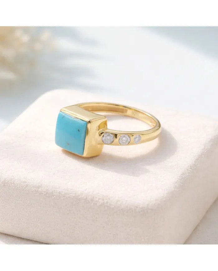 Arizona Turquoise Ring with Moissanite | Gold-Plated 925 Sterling Silver