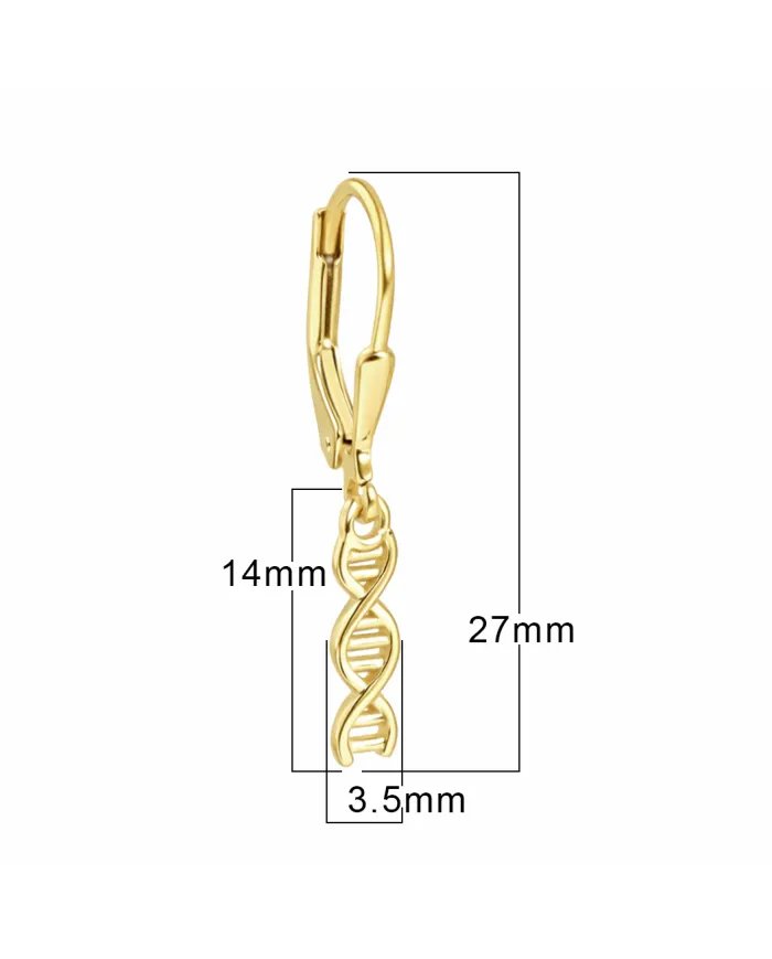 DNA Double Helix Earrings | Gold Plated 925 Silver Science Jewelry