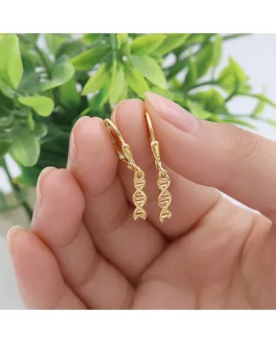 DNA Double Helix Earrings | Gold Plated 925 Silver Science Jewelry
