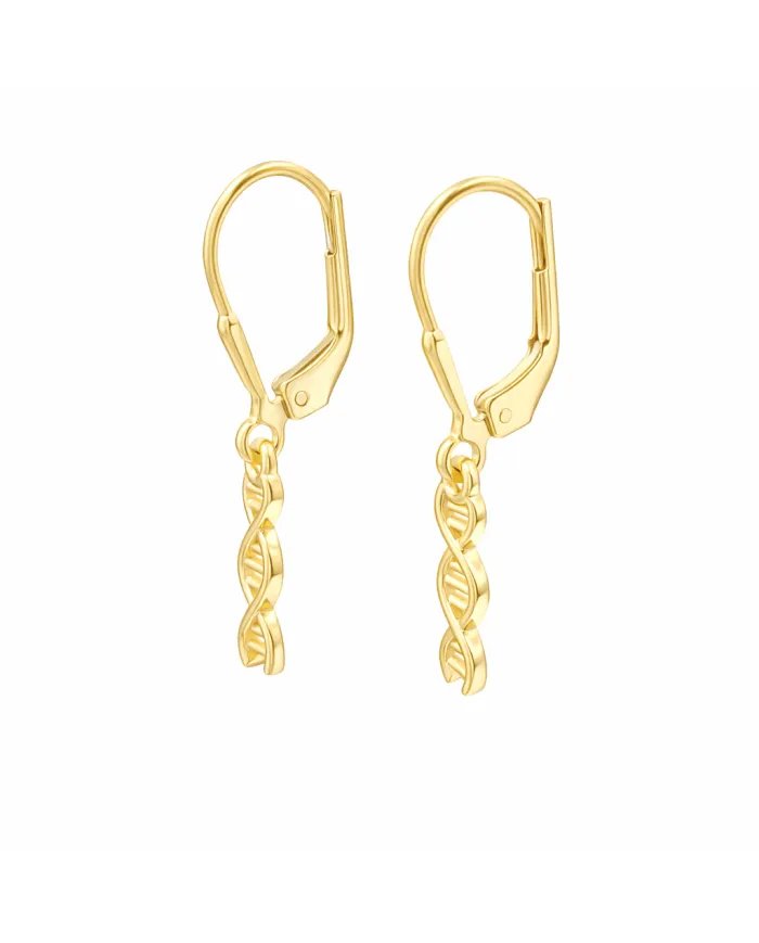 DNA Double Helix Earrings | Gold Plated 925 Silver Science Jewelry