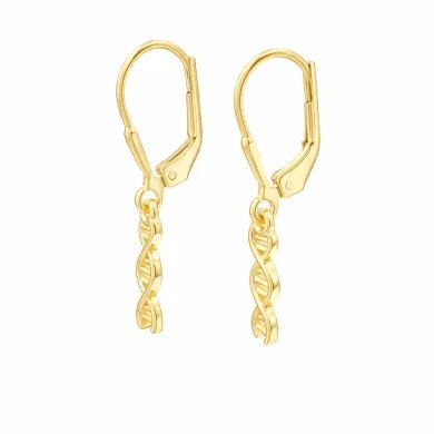 DNA Double Helix Earrings | Gold Plated 925 Silver Science Jewelry