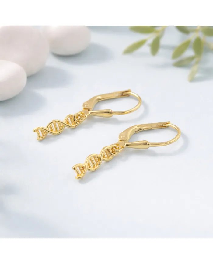 DNA Double Helix Earrings | Gold Plated 925 Silver Science Jewelry